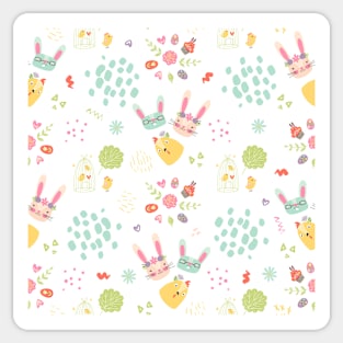 Easter Bunny Scandinavian Pattern Sticker